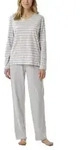 Schiesser Women Straight Leg Long Pyjama Wei&szlig;/Grau Baumwolle 36 Damen