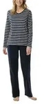 Schiesser Women Straight Leg Long Pyjama Blau/Wei&szlig; Baumwolle 36 Damen