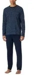 Schiesser Casual Essentials Long Pyjama Round Neck Dunkelblau Baumwolle Small...