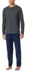 Schiesser Casual Essentials Long Pyjama Round Neck Grau Baumwolle Small Herren