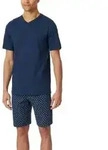 Schiesser Casual Essentials Short Pyjama V-neck Dunkelblau Baumwolle Small Herren