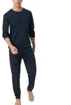 Schiesser Comfort Essentials Long Pyjamas Dunkelblau Baumwolle Small Herren