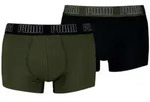 Puma 2P Men Everyday Trunks Schwarz/Gr&uuml;n Baumwolle Small Herren