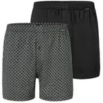 Schiesser 2P Long Boxershorts Schw/Kariert Baumwolle Small Herren