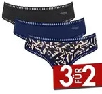 Sloggi 3P GO Crush Hipster Briefs Schwarz/Blau Baumwolle Large Damen