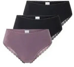 Schiesser 3P Modern Brazillian Slips Lila/Schwarz Baumwolle 36 Damen