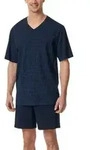 Schiesser Comfort Essentials V-Neck Short Pyjamas Dunkelblau Baumwolle Small Herren