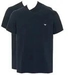 Armani Cotton V-neck T-shirts 2P Marine Baumwolle Large Herren