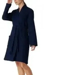 Schiesser Essentials Waffle Bathrobe Dunkelblau Baumwolle Large Damen