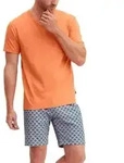 Calida Relax Imprint 4 Short Pyjamas Blau/Orange Baumwolle Large Herren
