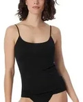 Schiesser Luxury Spaghetti Top Schwarz Baumwolle 38 Damen
