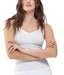 Mey Noblesse Cami-Top V-Neck Wei&szlig; Baumwolle 38 Damen