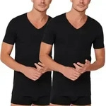 Schiesser 2P 95-5 Organic Cotton V-Neck Schwarz &Ouml;kologische Baumwolle Medium Herren