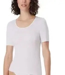 Schiesser Luxury T-Shirt Wei&szlig; Baumwolle 48 Damen