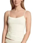 Calida Cate Satin Spagetti Top Wei&szlig; Baumwolle X-Small Damen