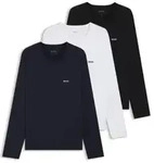 BOSS 3P Long Underwear Shirt Schwarz/Marine/Wei&szlig; Baumwolle Large Herren