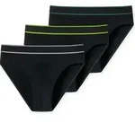 Schiesser 3P 95-5 Rio-Slip Schwarz/Gr&uuml;n Baumwolle Small Herren