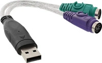 InLine 33386, InLine USB zu PS/2 Konverter, USB Stecker an 2x PS/2 Buchse f&uuml;r Maus +