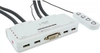 InLine 61614I, InLine KVM Switch, 4-fach, DVI-D, USB, mit Audio, integr. Kabel