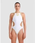 Badeanzug Damen arena One Biglogo R - White-gold_r - 32