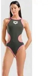 Badeanzug Damen arena One Biglogo R - Dark Sage-shocking Pink - 36