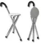 Gehstock mit Sitzfl&auml;che / leichter Sitzstock aus Aluminium bis 136 kg belastbar