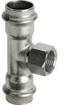 Viega Sanpress Inox 2317.2 T-St&uuml;ck mit IG 42 x 1/2 IG x 42mm ,Edelstahl 437220