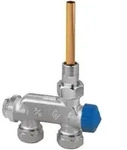 IMI E-Z-Ventil-Einrohrsystem Eck, DN 15, Bauschutzkappe blau, Rotguss vernickelt