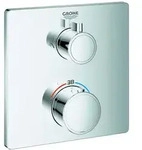 GROHE Fertigmontageset Grohtherm UP-Brause-Thermostat, mit 2-Wege-Umstellung, eckig,