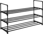 Schuhregal mit 3 Ablagen, Schwarz / 3 Ebenen (30 x 92 x 55 cm)