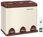 M&uuml;lleimer mit 3 getrennten F&auml;chern, Cremewei&szlig; + Braun