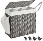 SONGMICS 140 L handgeflochtener W&auml;schekorb aus Polyrattan, Grau / 140L (66 x 33 x 66