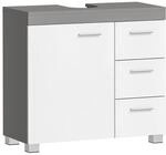 Waschbeckenunterschrank mit Schubladen, Wei&szlig; + Zementgrau