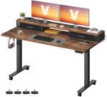 Schreibtisch H&ouml;henverstellbar und elektrisch, Vintagebraun / 140 x 60 x...