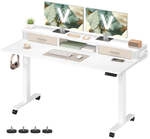Schreibtisch H&ouml;henverstellbar und elektrisch, Wolkenwei&szlig; / 60 x 140 x...