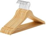 Kleiderb&uuml;gel Holz rutschfest, Naturfarben + Silbern / 10
