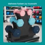 Kurzhantel Set mit Hantelst&auml;nder, Rosa + Aquamarin + Blau