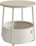 Beistelltisch rund mit Korb aus Stoff, Beige