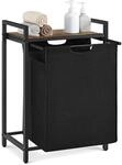 W&auml;schekorb mit ausziehbaren W&auml;sches&auml;cken, Vintagebraun + Schwarz / 65 L (50...
