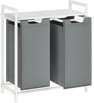 W&auml;schekorb mit ausziehbaren W&auml;sches&auml;cken, Wei&szlig; + Hellgrau / 92 L (73 x 33 x 72