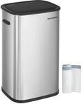 M&uuml;lleimer 50 Liter mit Sensor aus Edelstahl silbern, silbern / Abfalleimer mit