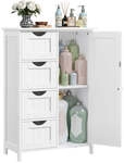 Badezimmerschrank mit 4 Schubladen und 1 Schrank mit verstellbarer Ablage, Wei&szlig; / 4