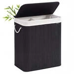 W&auml;schekorb aus Bambus, Schwarz / 100 L (2 F&auml;cher)