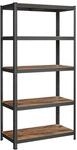 Lagerregal mit 5 verstellbaren Ablagen, Vintagebraun + Schwarz / 50 X 100 X 200 cm /