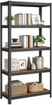 Lagerregal mit 5 verstellbaren Ablagen, Vintagebraun + Schwarz / 40 X 90 X 180...