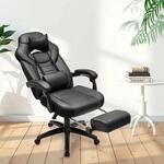 Ergonomischer B&uuml;rostuhl mit Fu&szlig;st&uuml;tze, Schwarz / Polyurethan