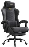 Ergonomischer Gaming Stuhl mit Fu&szlig;st&uuml;tze und Federkissen, Tintenschwarz