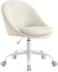 Homeoffice Stuhl h&ouml;henverstellbar mit gepolstertem Kissen, cremewei&szlig; / Samt