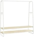 Kleiderst&auml;nder mit 2 Ablagen und 6 Haken, Naturbeige + Mattwei&szlig; / 138B cm