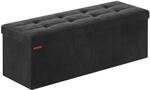 Sitzbank mit Stauraum aus Samt f&uuml;r Flur, Tintenschwarz / 38 x 110 x 38 cm